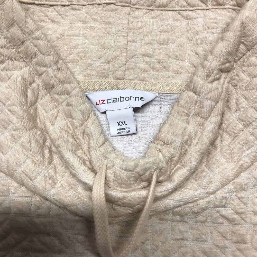 Liz Claiborne Womens Sz. XXLarge Cowl Neck Pull Over Cream Quilt Drawstring - Picture 5 of 10